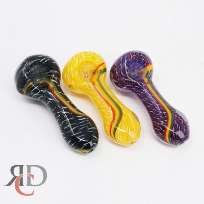 GLASS PIPE HEAVY RIBBON FLAT MOUTH GP3566 1CT
